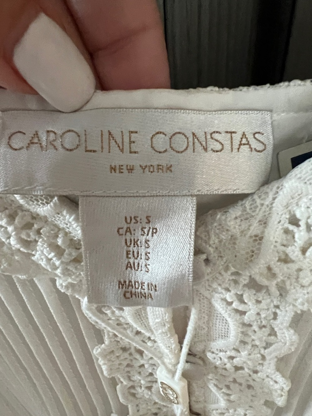 NWT $795 CAROLINE CONSTAS white midi dress chiffon S - Picture 6 of 9